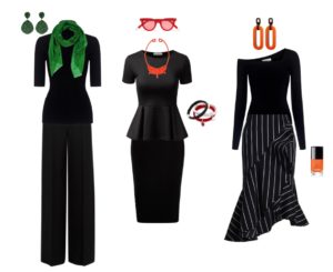 Adding colour to soften black outfits