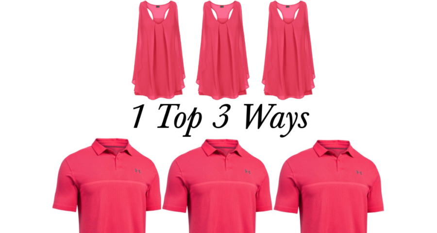 3 womens top and 3 mens tops with title: 1 Top 3 Ways
