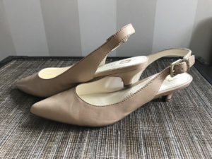 Stylish, comfortable shoes for women over 40: sling back shoes with kitten heels