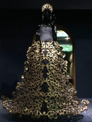 Black chest piece and lace gown Guo Pei