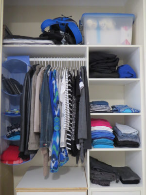 Tidy, organised clothes in wardrobe after Your Wardrobe Audit in 5 Easy Steps