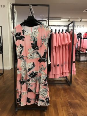 Spring/Summer corporate dressing: Shell pink floral Perri Cutten dress