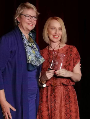 Ann Vodicka receiving the Rising Star Award at the AICI Global Conference in Chicago, 2019.