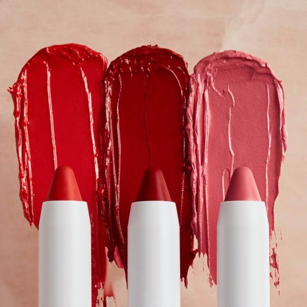 Three lipsticks in assorted colours