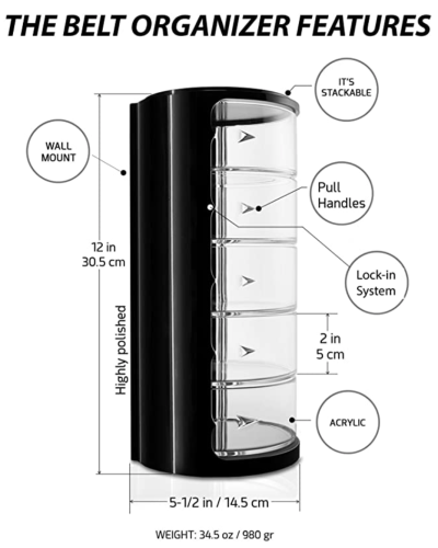 A diagram of a cylindrical storage unit with all of its special features highlighted.