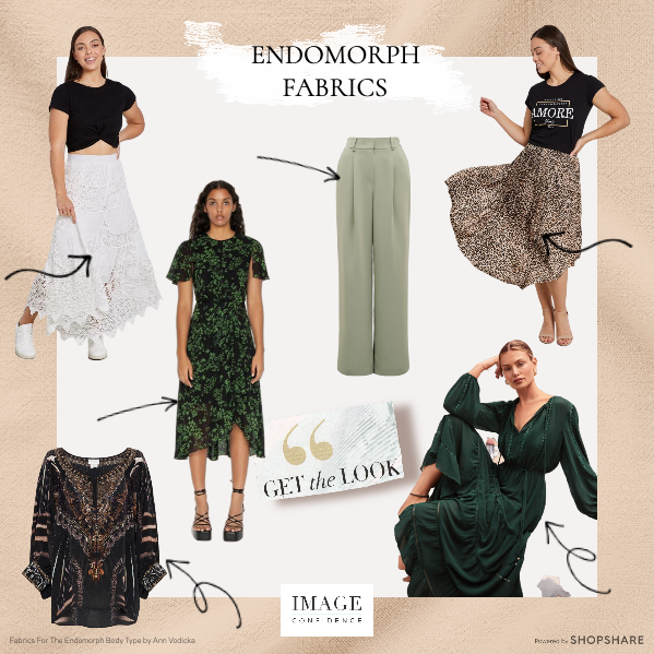 Models wearing soft, floaty fabrics which are perfect for the Endomorph body type.